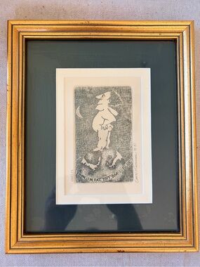 Carol Travers Lummus 1991  Etching Print 9 x 11 signed 327/350 "I know I'm Fat"